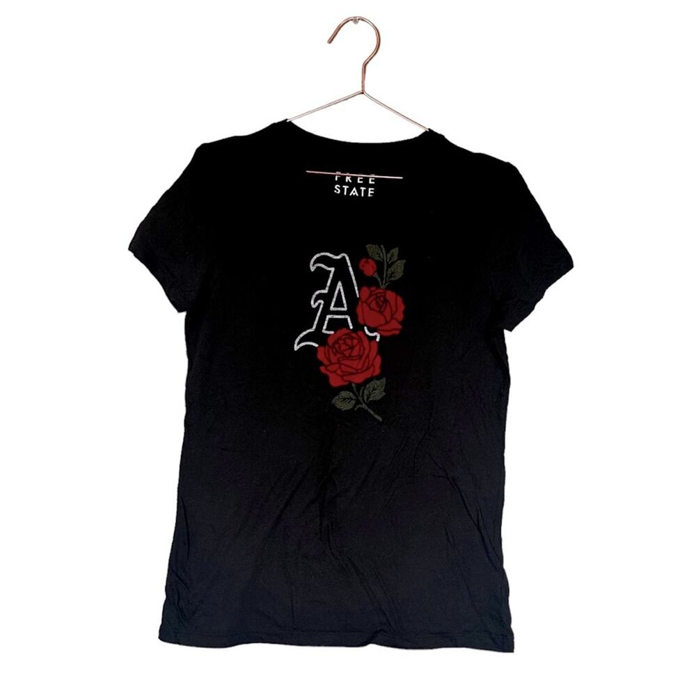 Aeropostale free state Floral rose black velvet t Shirt size XL